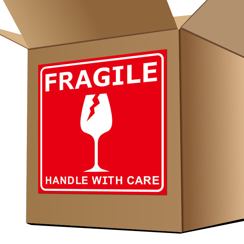 3.9"x3.9" Fragile/Upward Package Sticker - Reel - 500 Packs-Flag Menu
