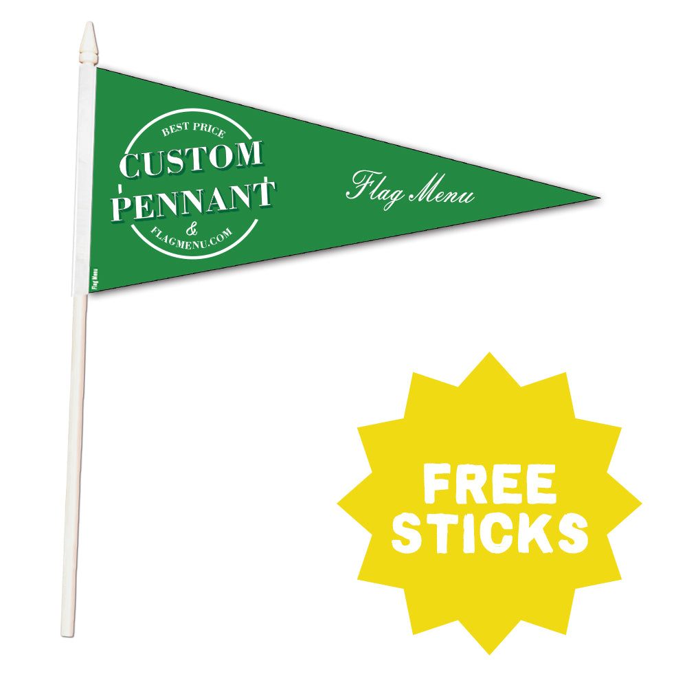 4"x9" Custom Pennant - 12 Packs - Double Sided-Flag Menu