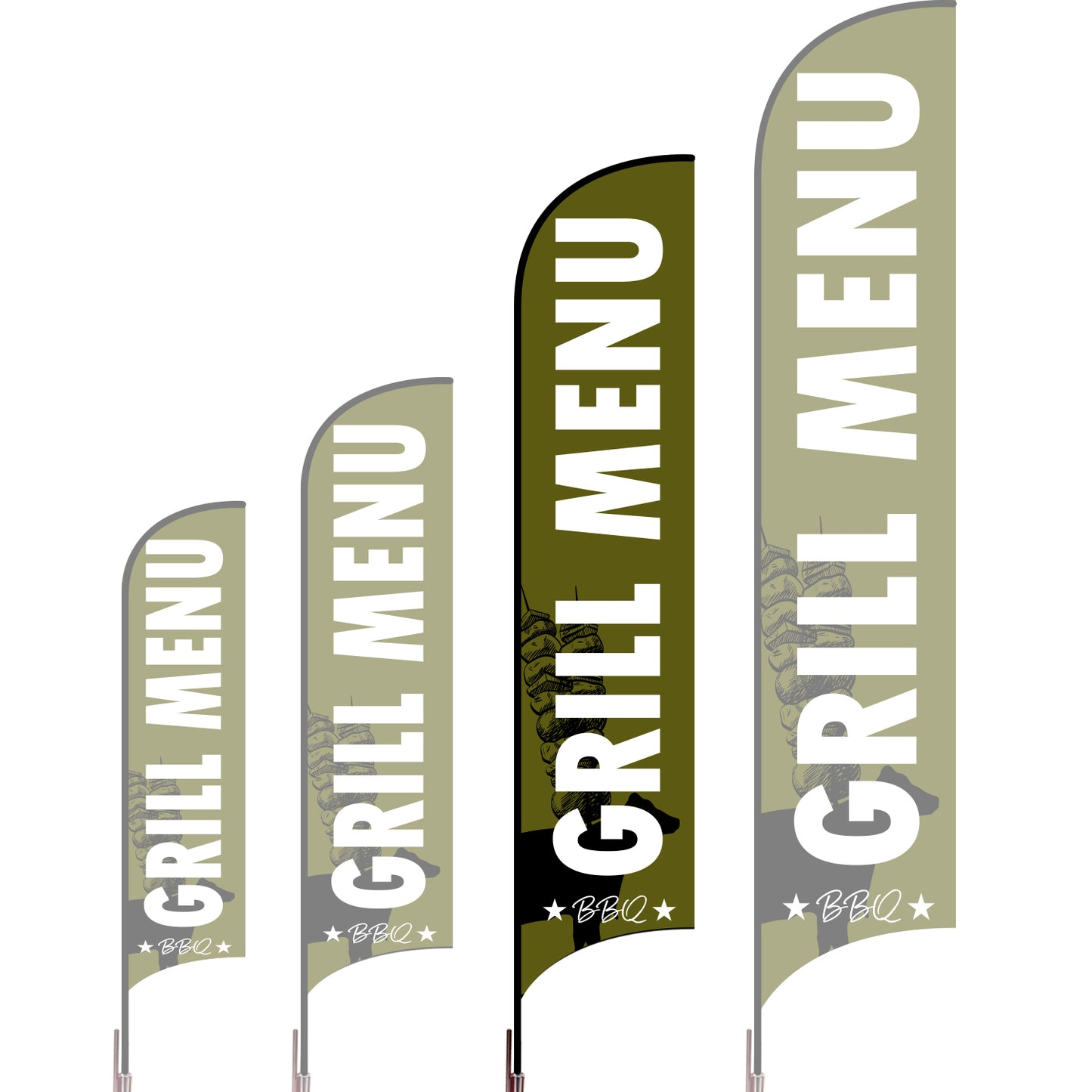 Sharkfin Flag - Doule Sided -BBQ-L(Suggestion)-Green-Flag Menu