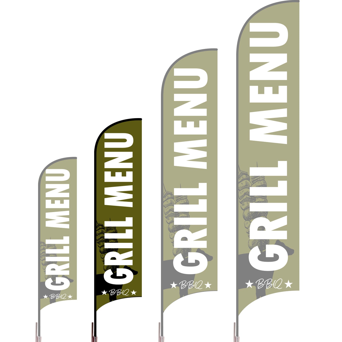 Sharkfin Flag - Doule Sided -BBQ-M-Green-Flag Menu