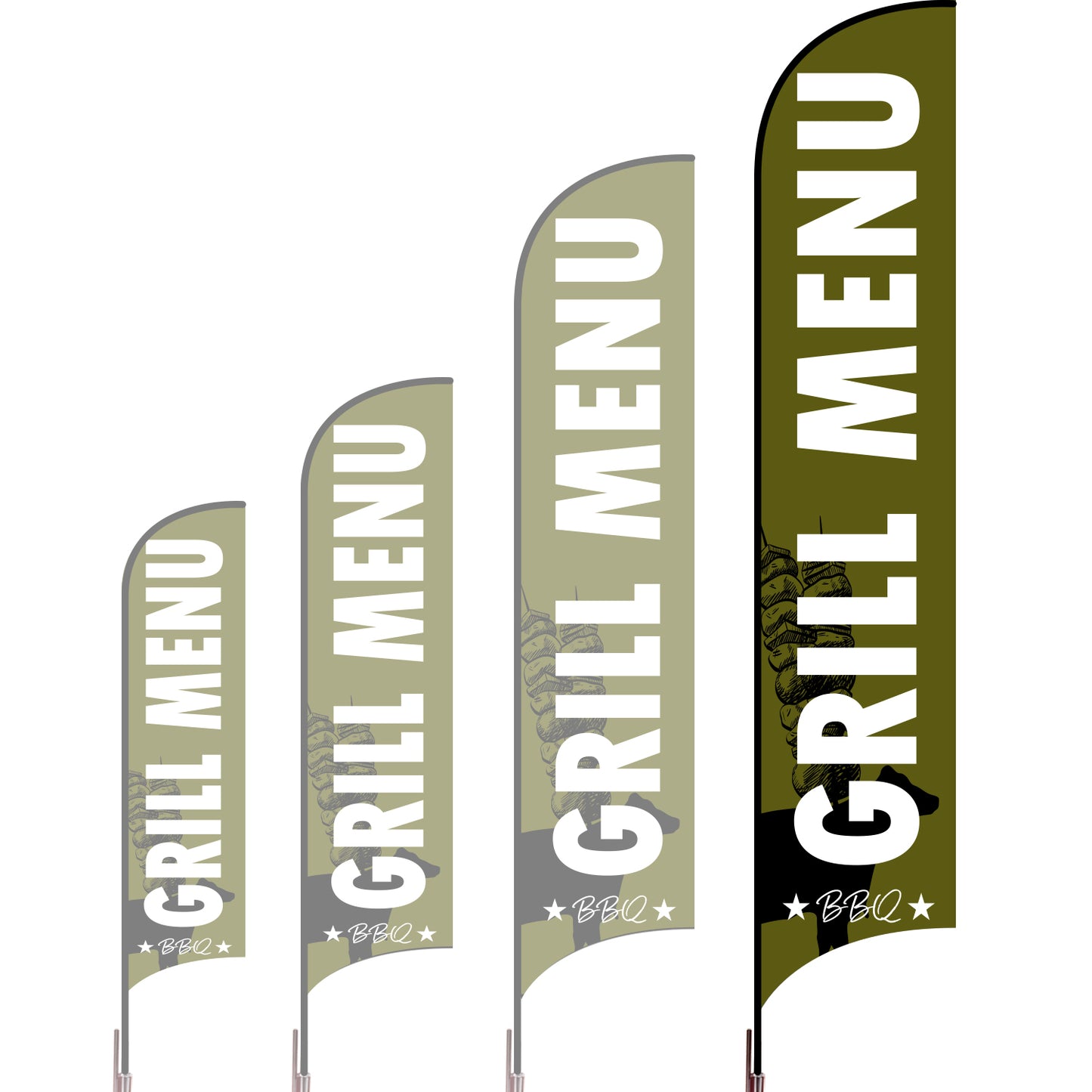 Sharkfin Flag - Doule Sided -BBQ-XL-Green-Flag Menu