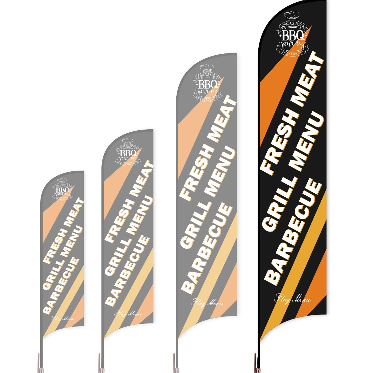 Sharkfin Flag - Doule Sided -BBQ-XL-Black-Flag Menu