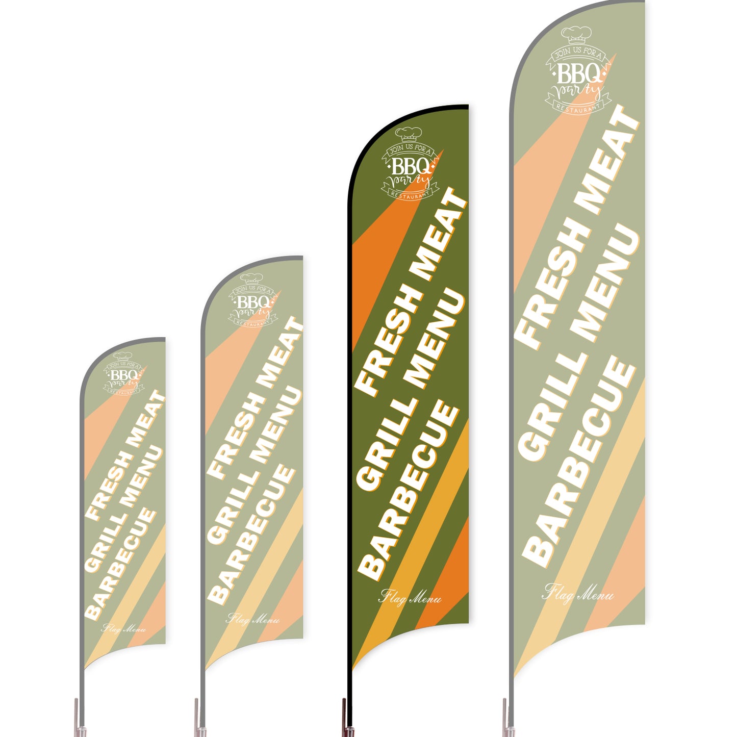 Sharkfin Flag - Doule Sided -BBQ-L(Suggestion)-Green-Flag Menu