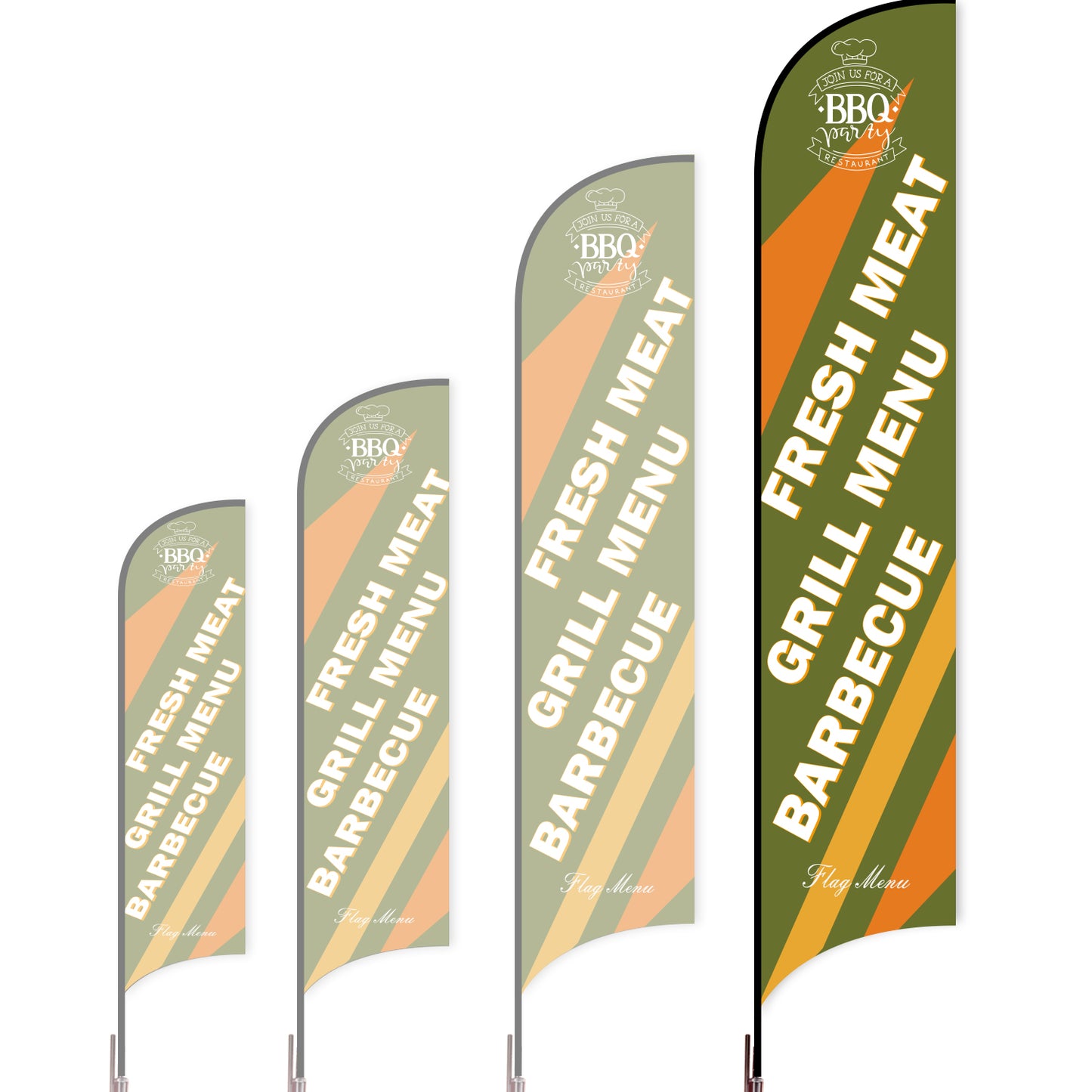 Sharkfin Flag - Doule Sided -BBQ-XL-Green-Flag Menu