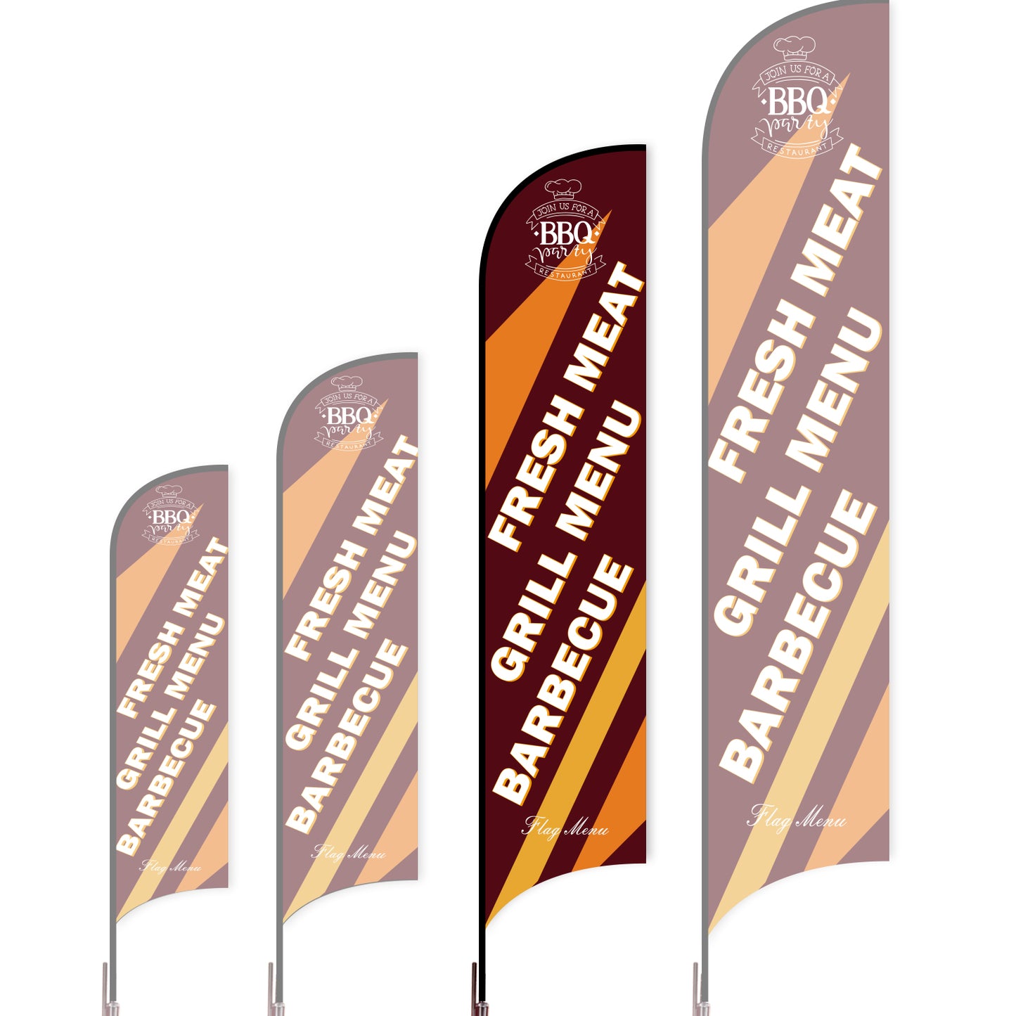 Sharkfin Flag - Doule Sided -BBQ-M-Wine-Flag Menu