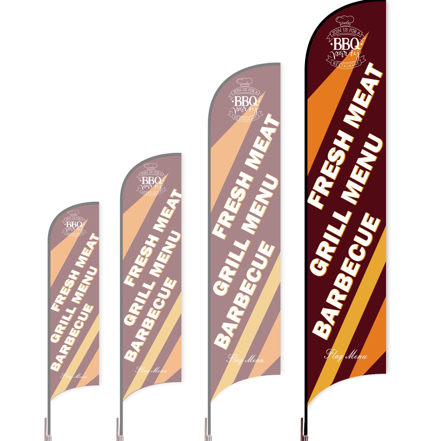 Sharkfin Flag - Doule Sided -BBQ-XL-Wine-Flag Menu