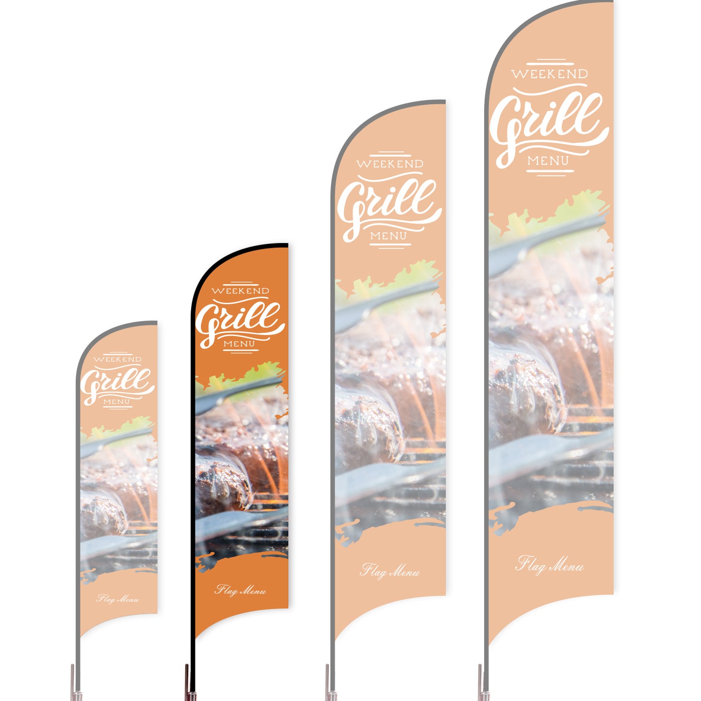 Sharkfin Flag - Doule Sided -BBQ-M-ORANGE-Flag Menu