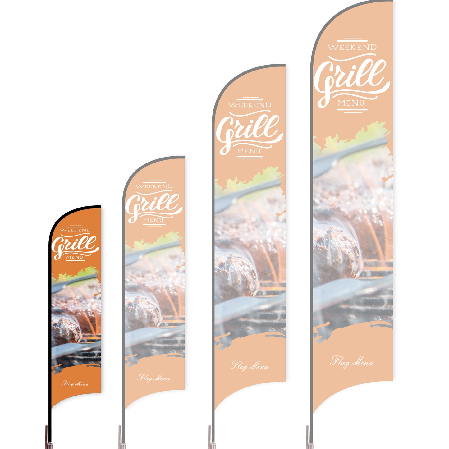 Sharkfin Flag - Doule Sided -BBQ-S-ORANGE-Flag Menu