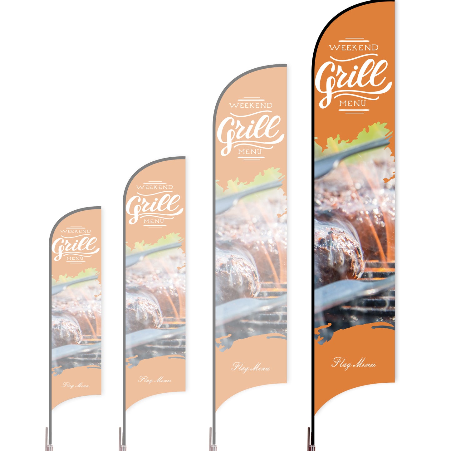 Sharkfin Flag - Doule Sided -BBQ-XL-ORANGE-Flag Menu