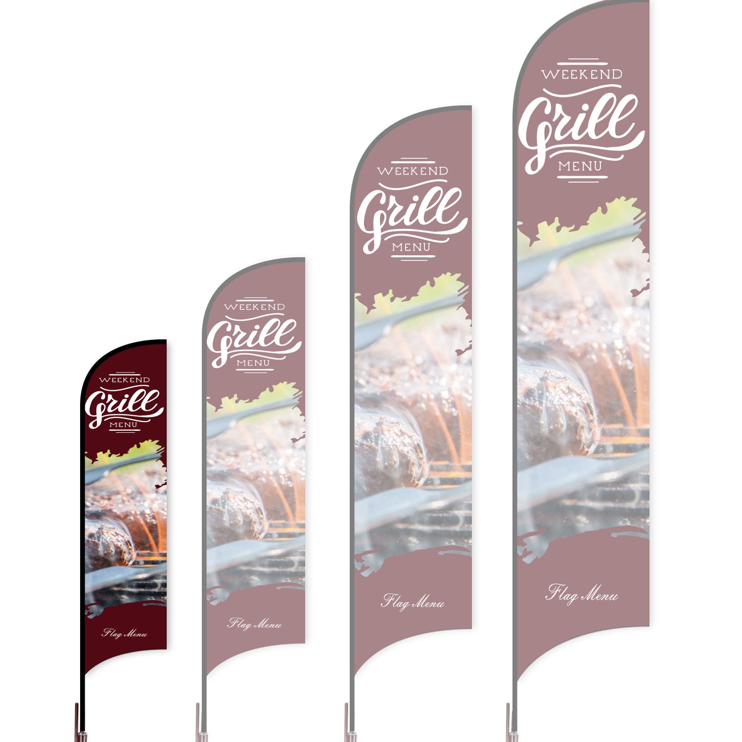 Sharkfin Flag - Doule Sided -BBQ-S-RED-Flag Menu