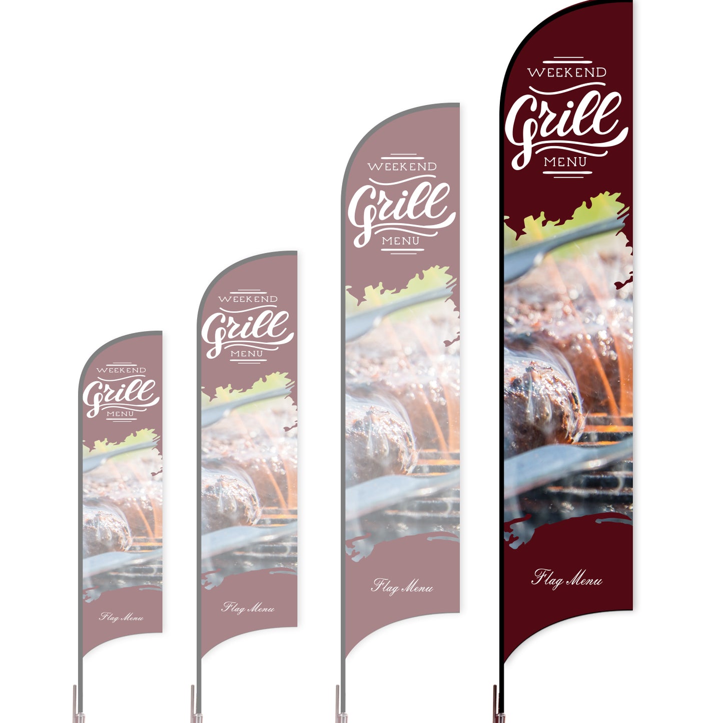 Sharkfin Flag - Doule Sided -BBQ-XL-RED-Flag Menu