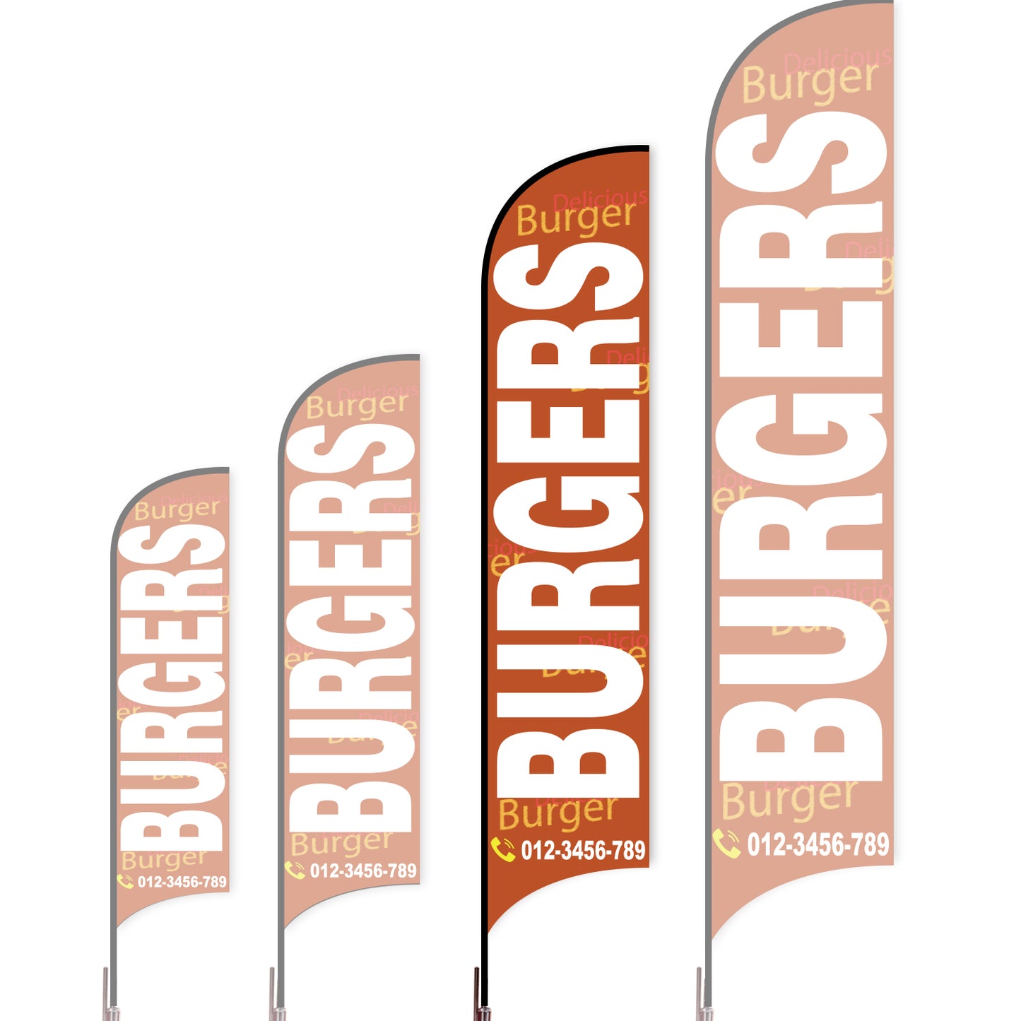 Sharkfin Flag - Doule Sided - Burgers-L(Suggestion)-Brown A-Flag Menu