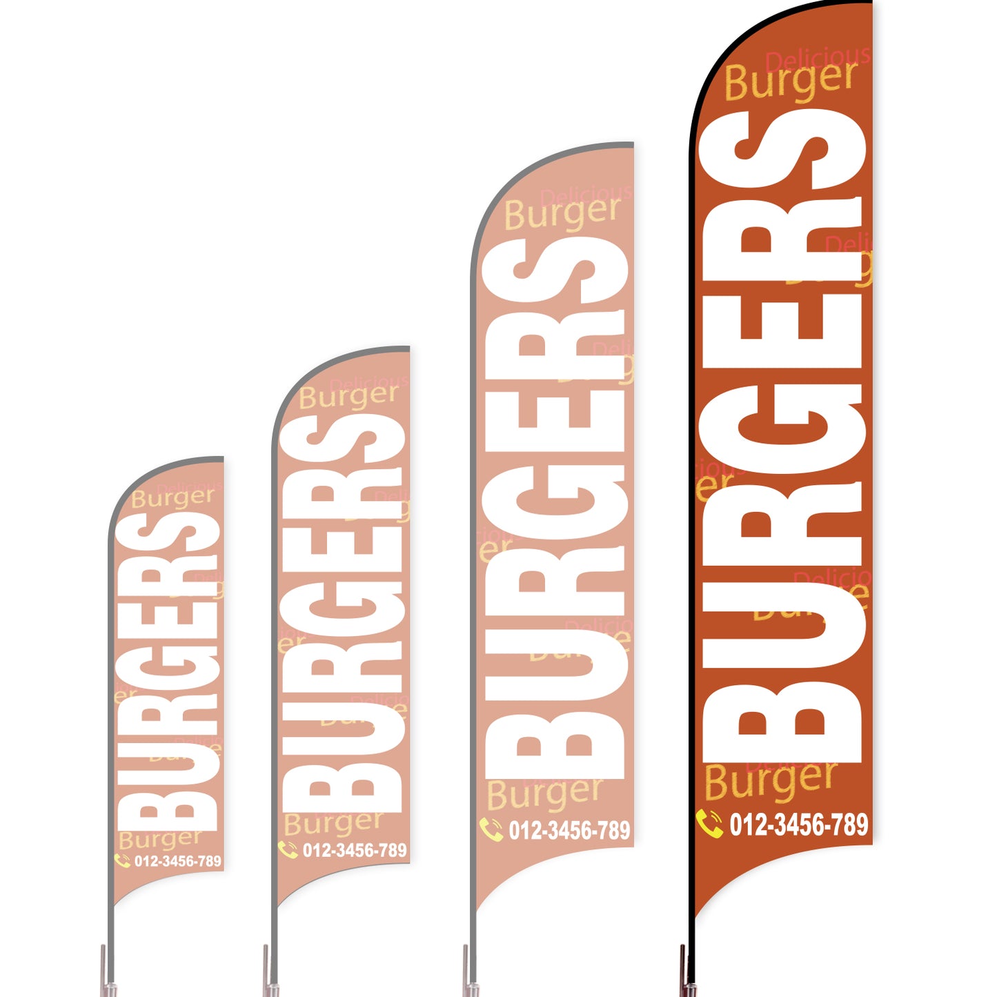 Sharkfin Flag - Doule Sided - Burgers-XL-Brown A-Flag Menu