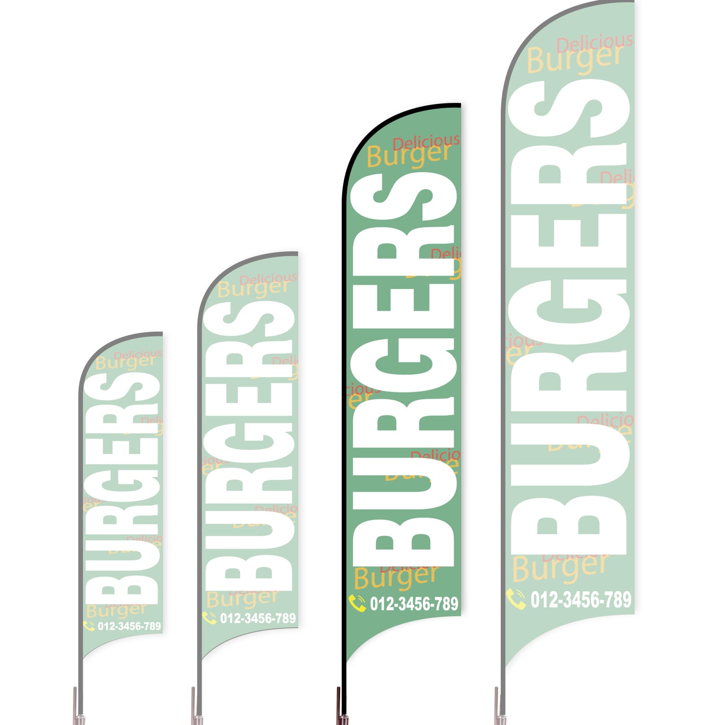 Sharkfin Flag - Doule Sided - Burgers-L(Suggestion)-Green A-Flag Menu