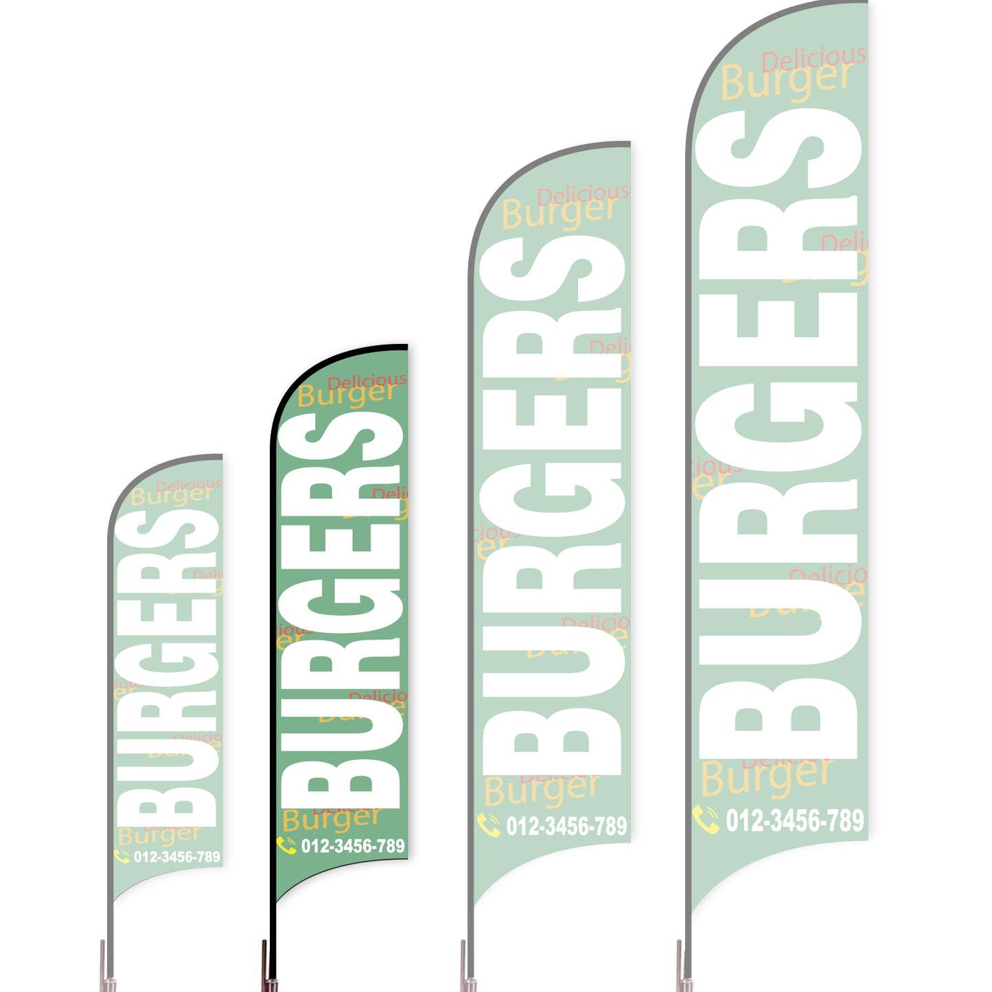 Sharkfin Flag - Doule Sided - Burgers-M-Green A-Flag Menu