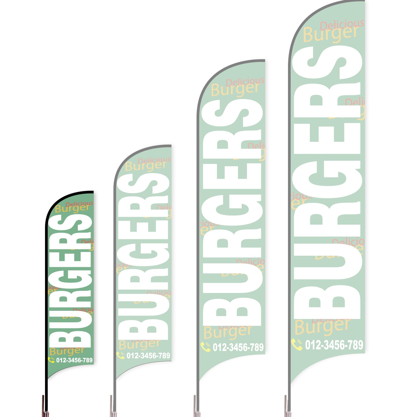 Sharkfin Flag - Doule Sided - Burgers-S-Green A-Flag Menu