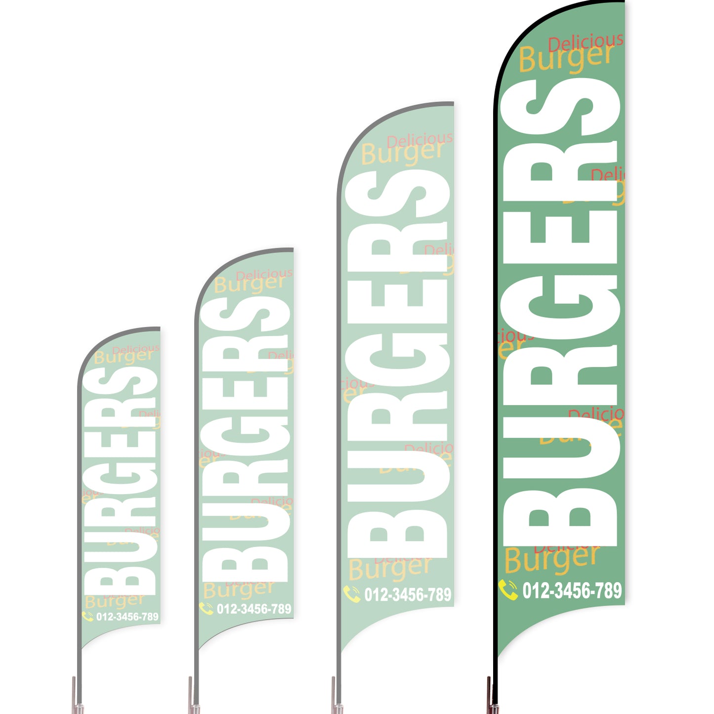 Sharkfin Flag - Doule Sided - Burgers-XL-Green A-Flag Menu