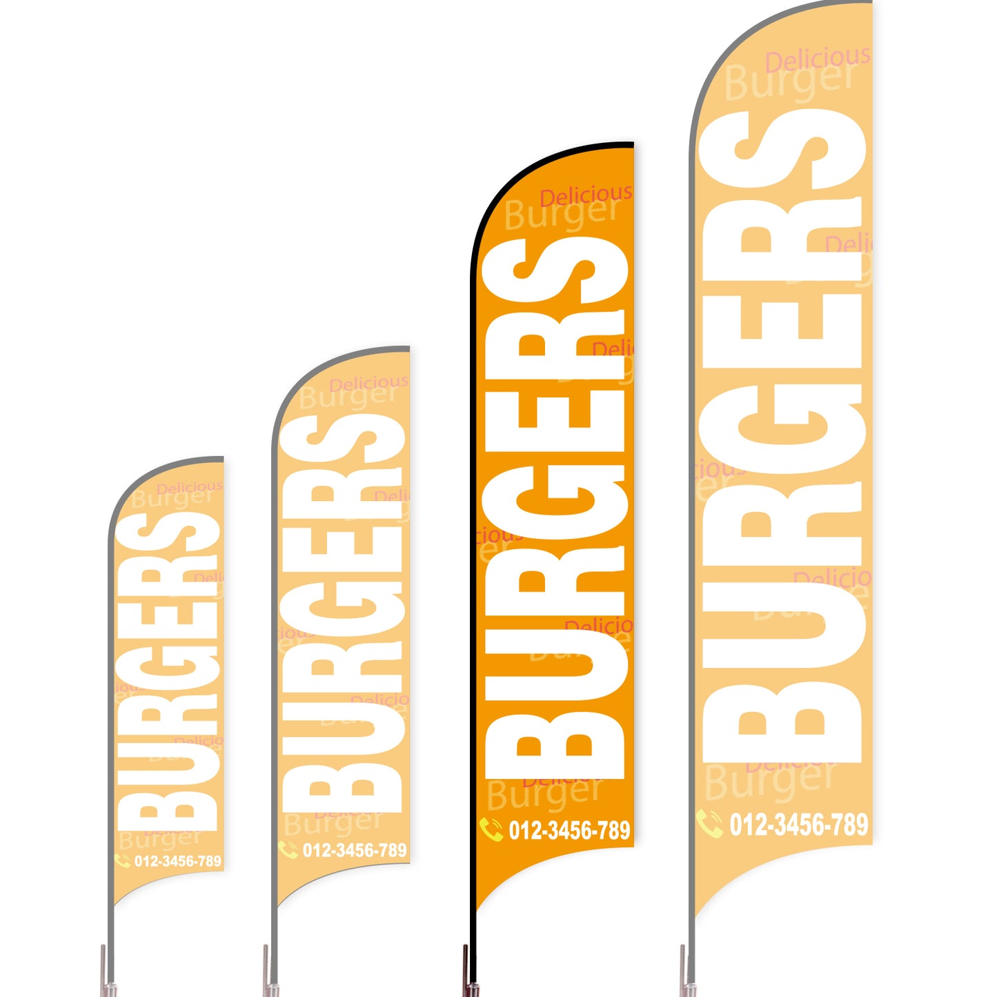 Sharkfin Flag - Doule Sided - Burgers-L(Suggestion)-Orange-Flag Menu