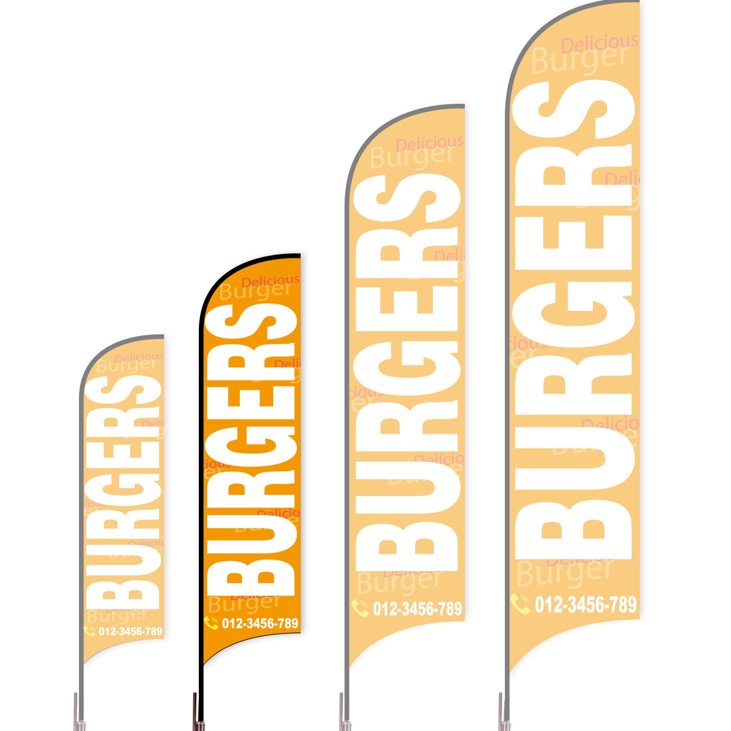 Sharkfin Flag - Doule Sided - Burgers-M-Orange-Flag Menu