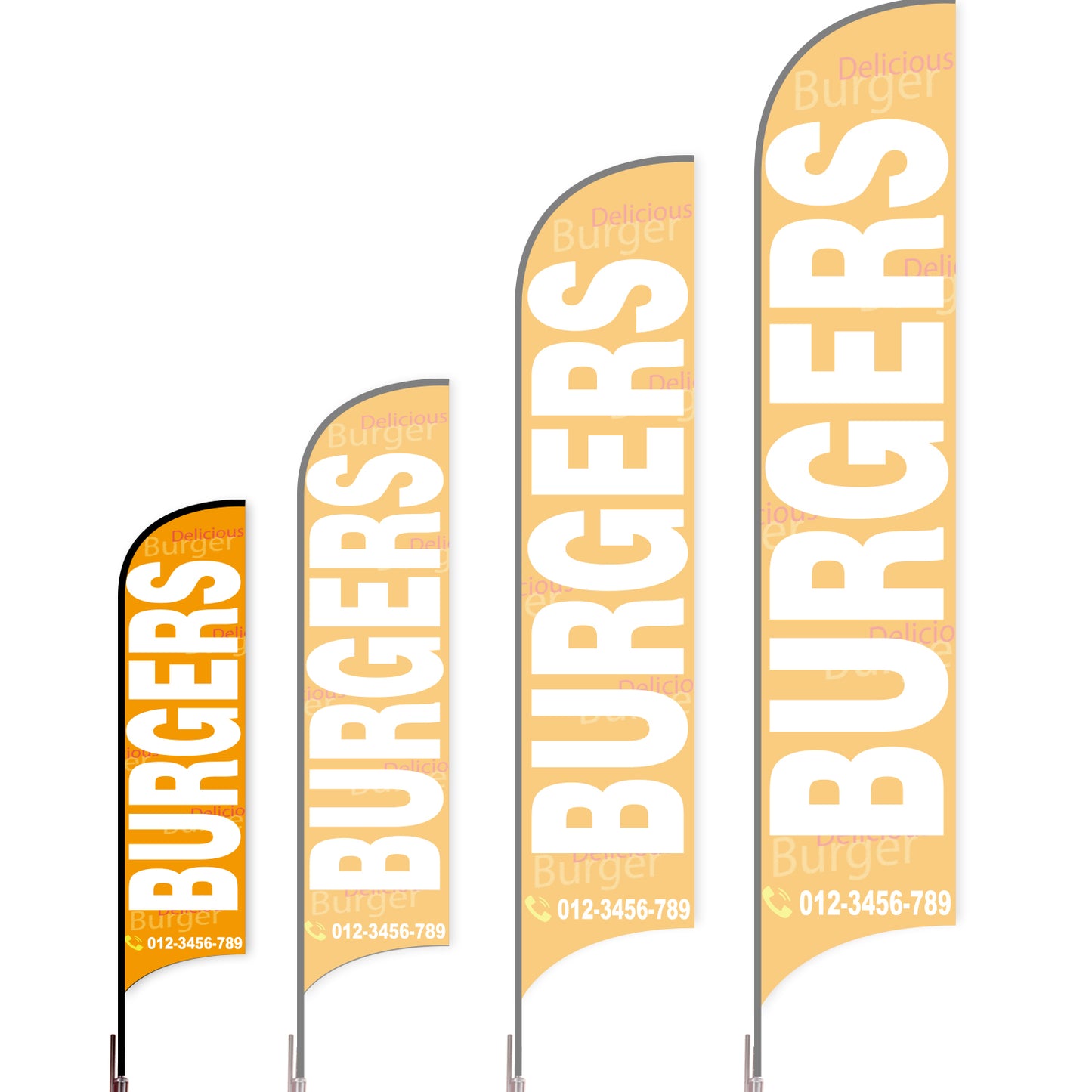 Sharkfin Flag - Doule Sided - Burgers-S-Orange-Flag Menu
