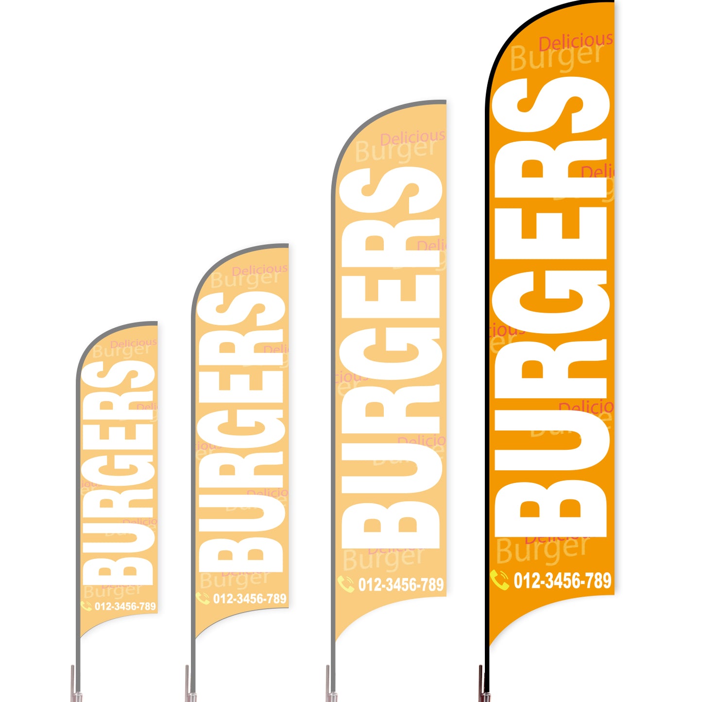 Sharkfin Flag - Doule Sided - Burgers-XL-Orange-Flag Menu