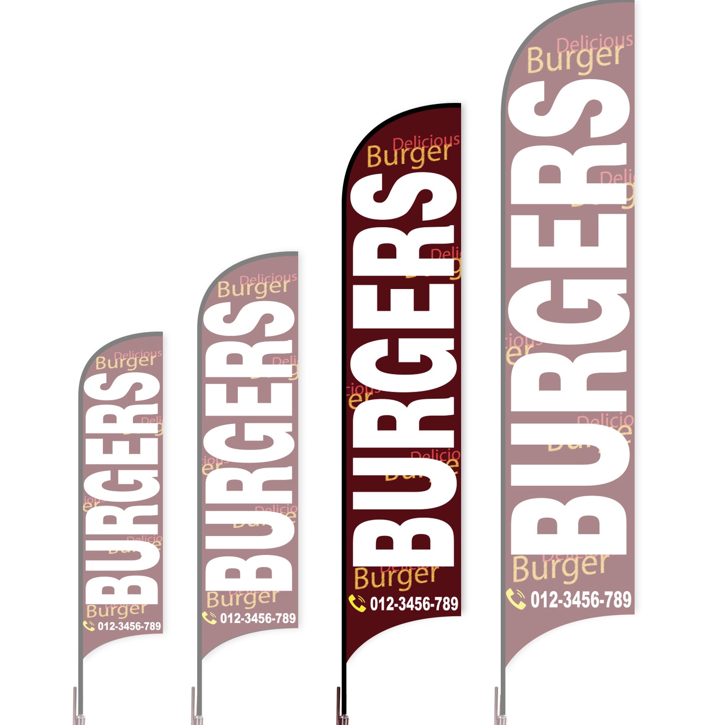 Sharkfin Flag - Doule Sided - Burgers-L(Suggestion)-Red A-Flag Menu