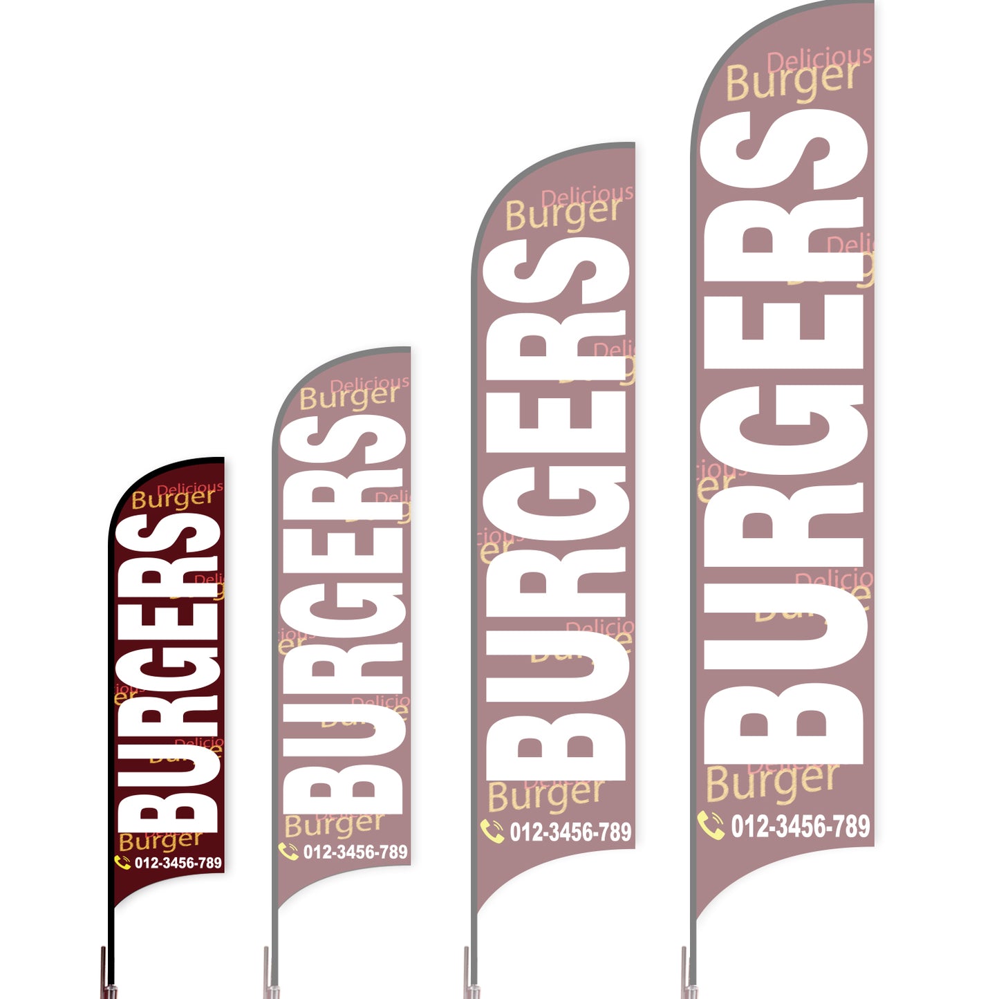 Sharkfin Flag - Doule Sided - Burgers-S-Red A-Flag Menu