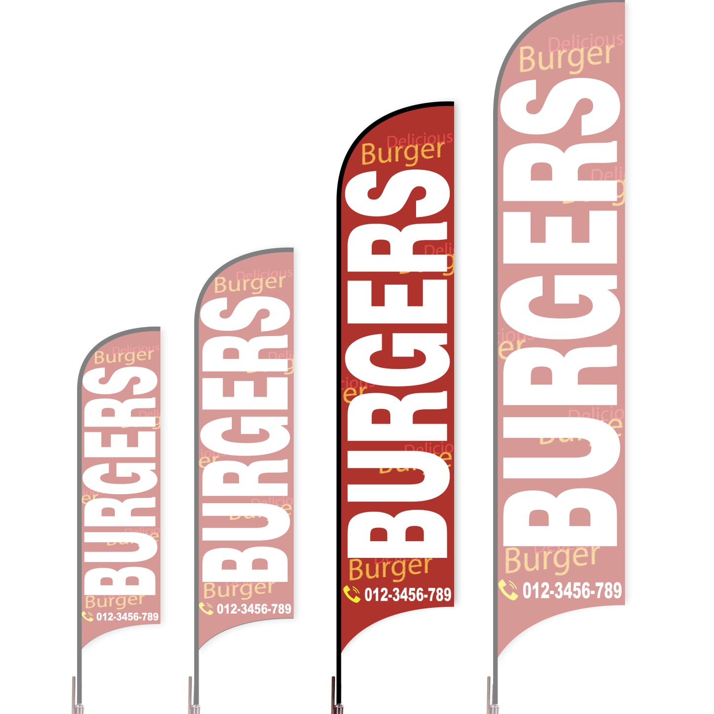 Sharkfin Flag - Doule Sided - Burgers-L(Suggestion)-Red B-Flag Menu