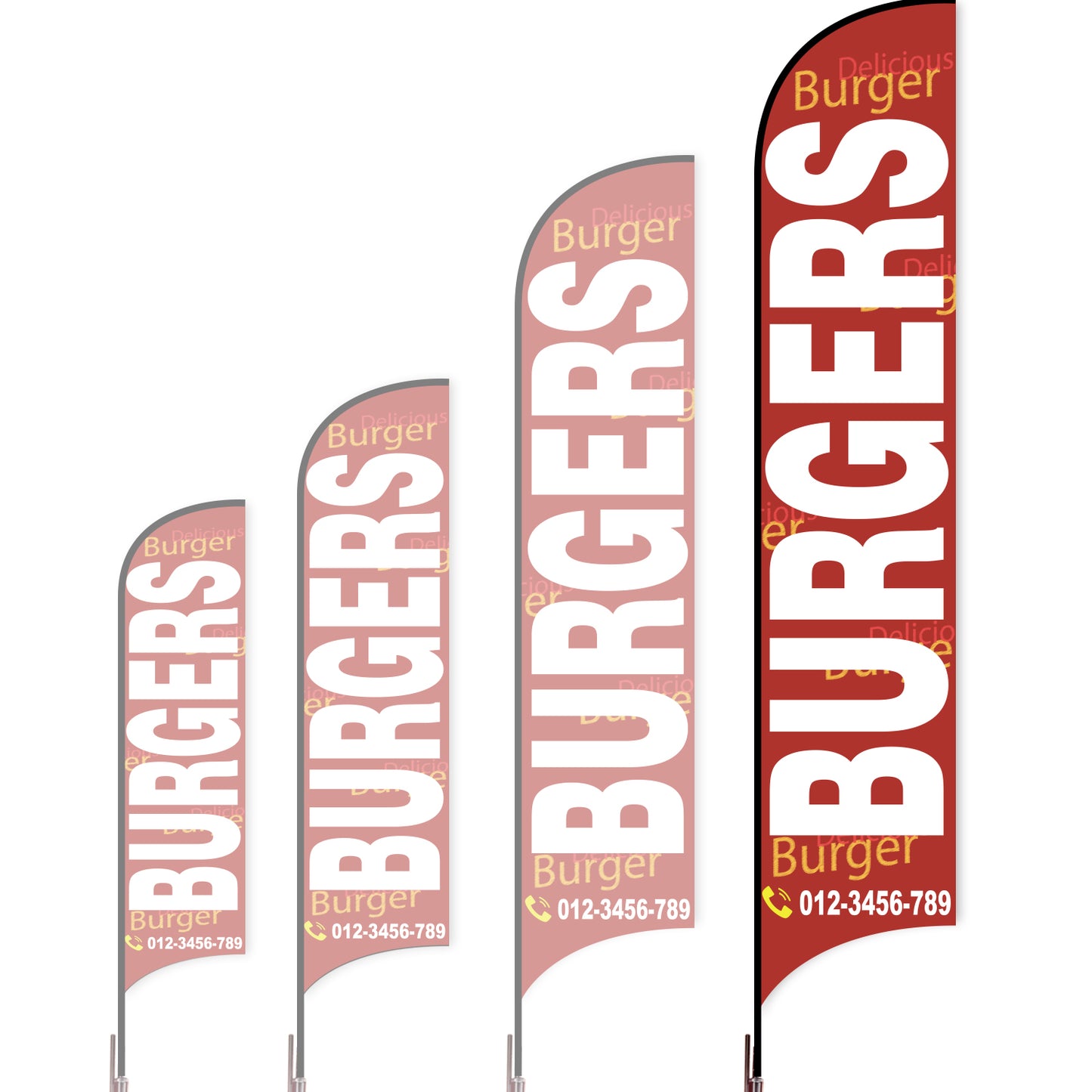 Sharkfin Flag - Doule Sided - Burgers-XL-Red B-Flag Menu