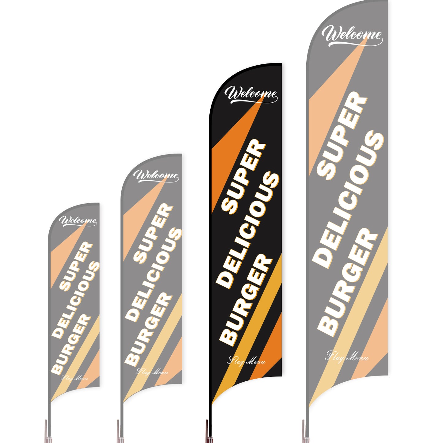 Sharkfin Flag - Doule Sided - Burgers-L(Suggestion)-Black-Flag Menu