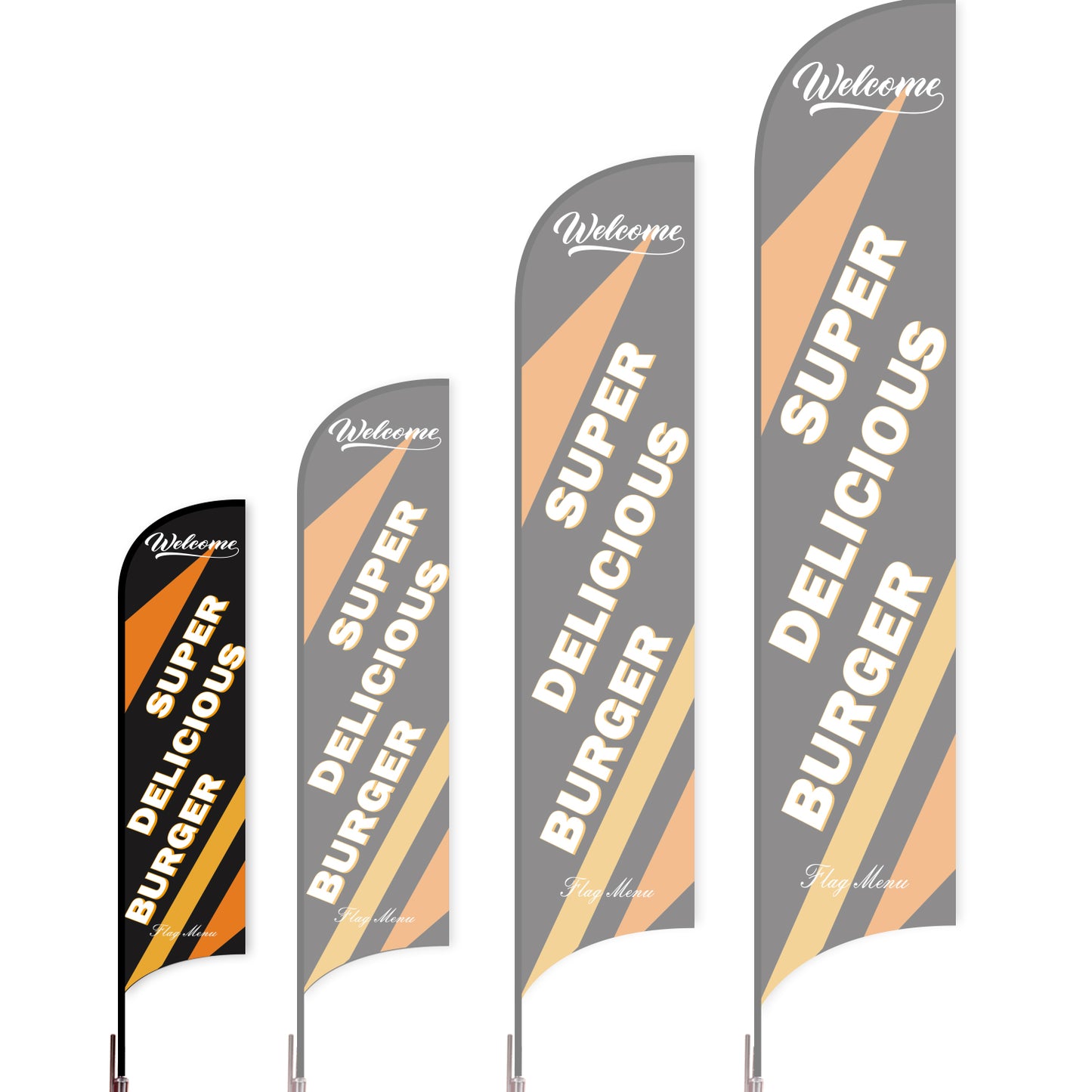Sharkfin Flag - Doule Sided - Burgers-S-Black-Flag Menu