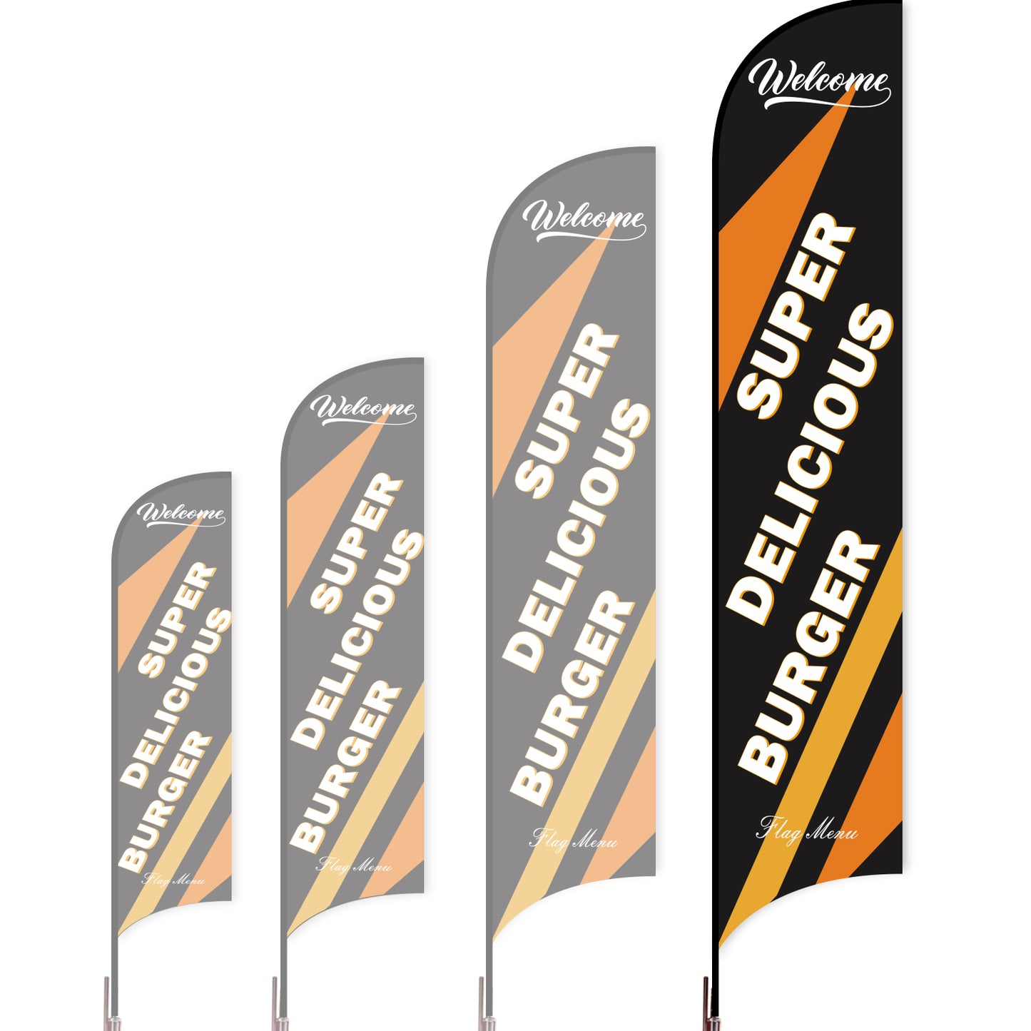 Sharkfin Flag - Doule Sided - Burgers-XL-Black-Flag Menu