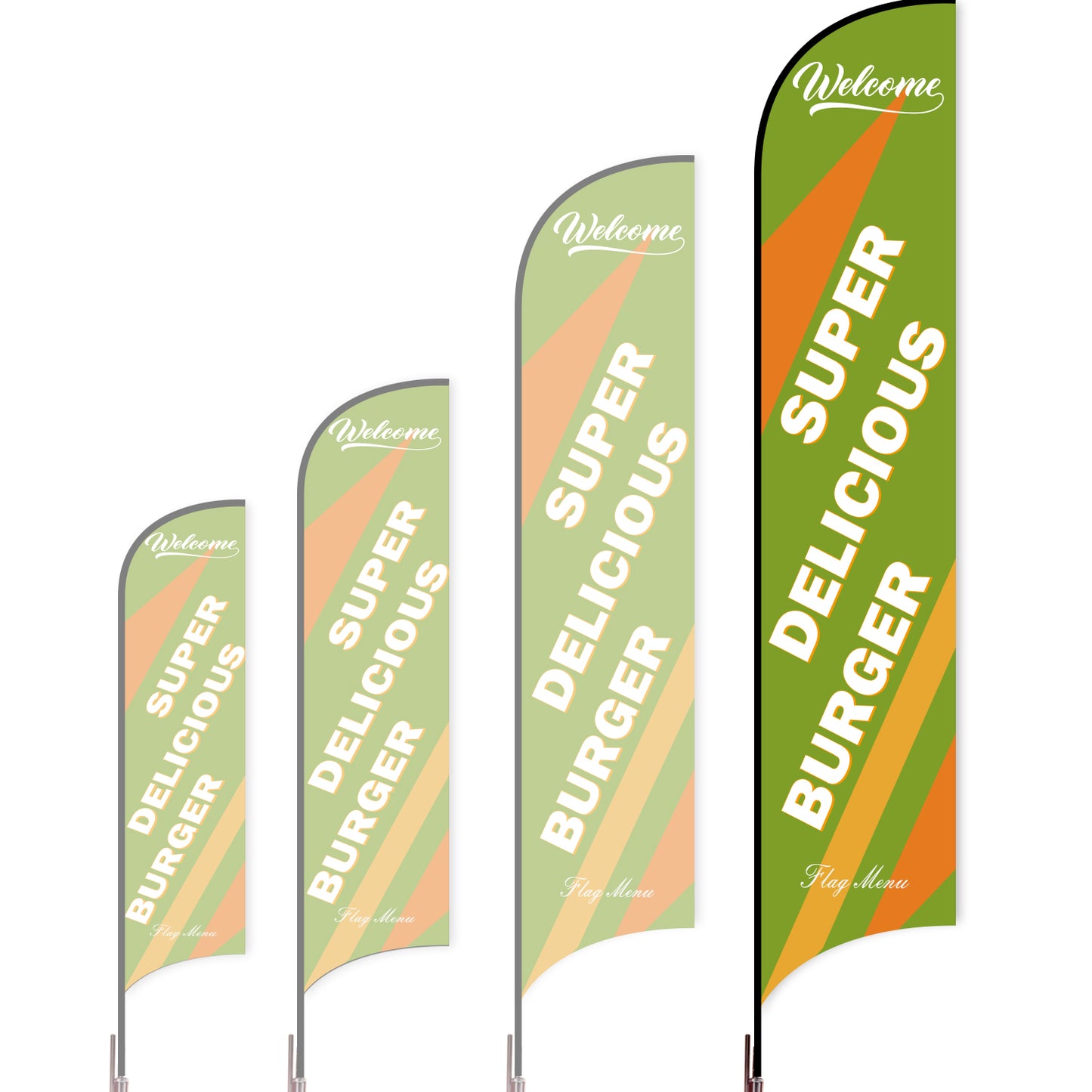 Sharkfin Flag - Doule Sided - Burgers-XL-Green-Flag Menu