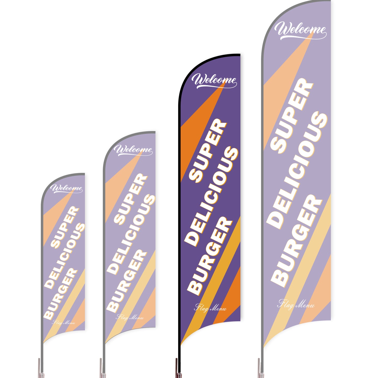 Sharkfin Flag - Doule Sided - Burgers-L(Suggestion)-Purple-Flag Menu