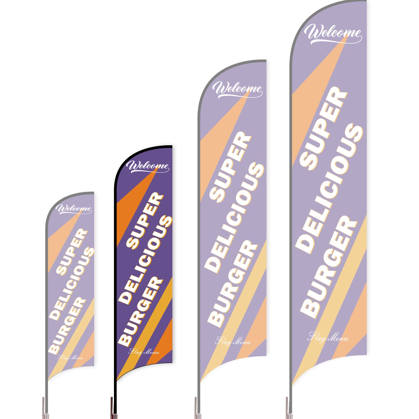 Sharkfin Flag - Doule Sided - Burgers-M-Purple-Flag Menu