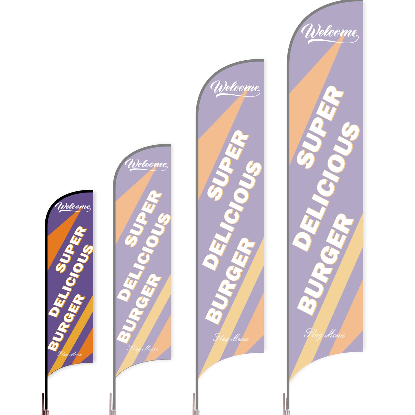 Sharkfin Flag - Doule Sided - Burgers-S-Purple-Flag Menu