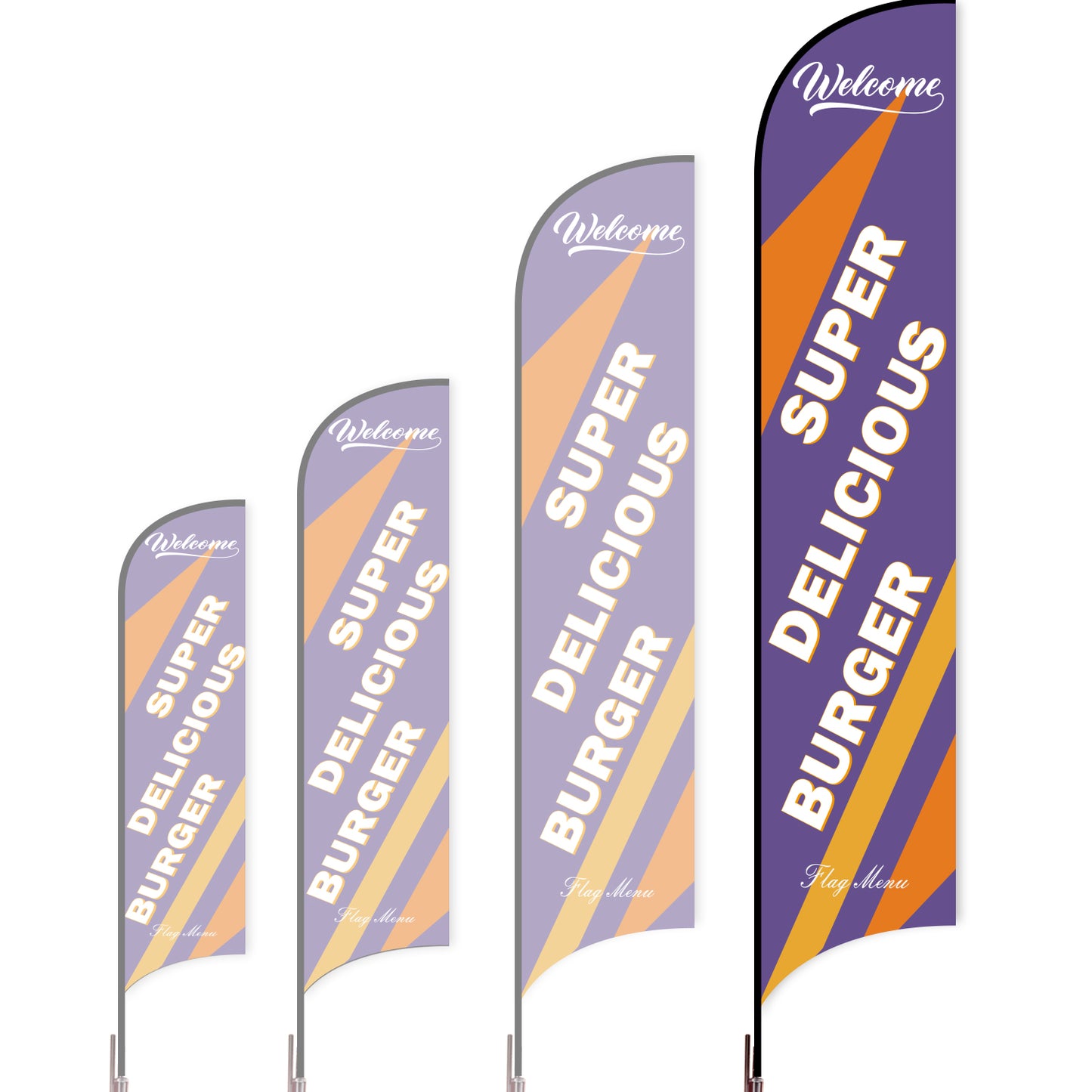 Sharkfin Flag - Doule Sided - Burgers-XL-Purple-Flag Menu