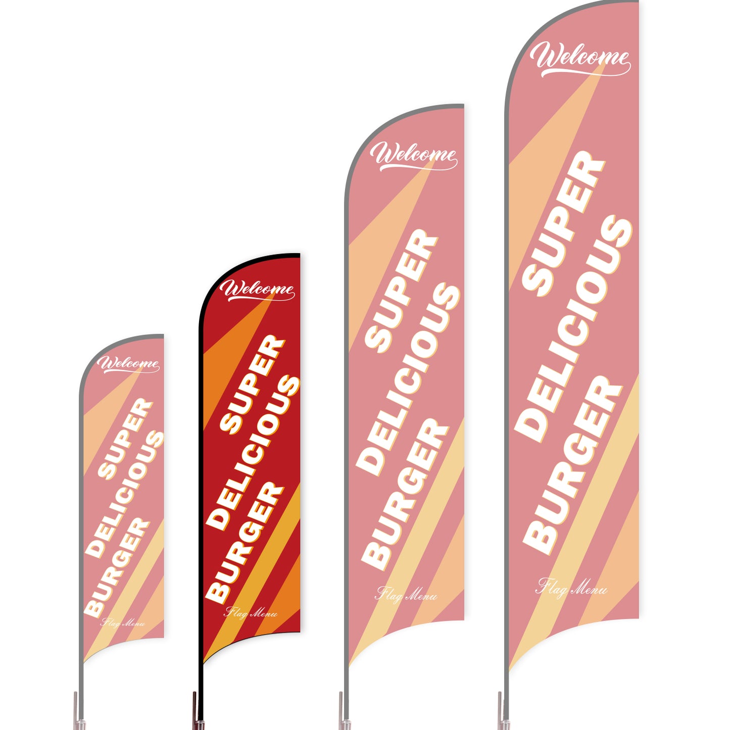 Sharkfin Flag - Doule Sided - Burgers-M-Red A-Flag Menu