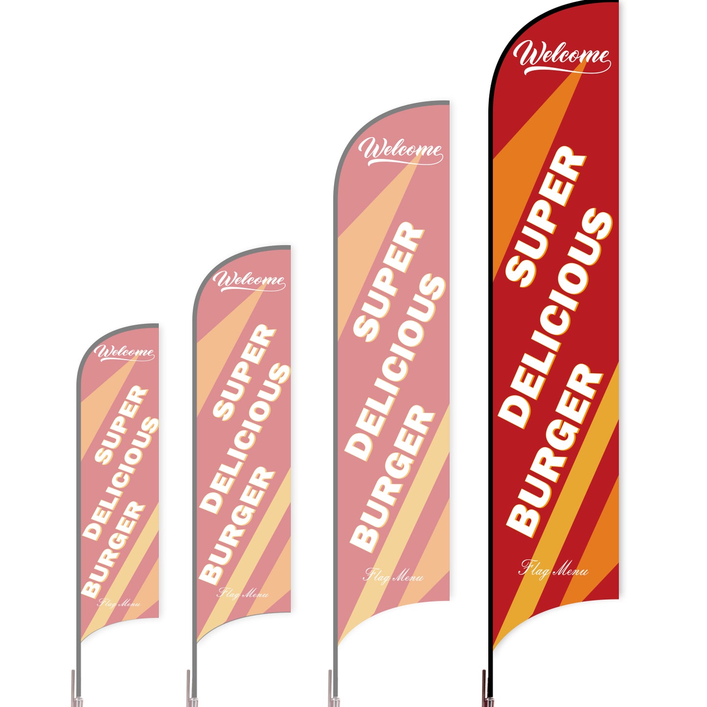 Sharkfin Flag - Doule Sided - Burgers-XL-Red A-Flag Menu