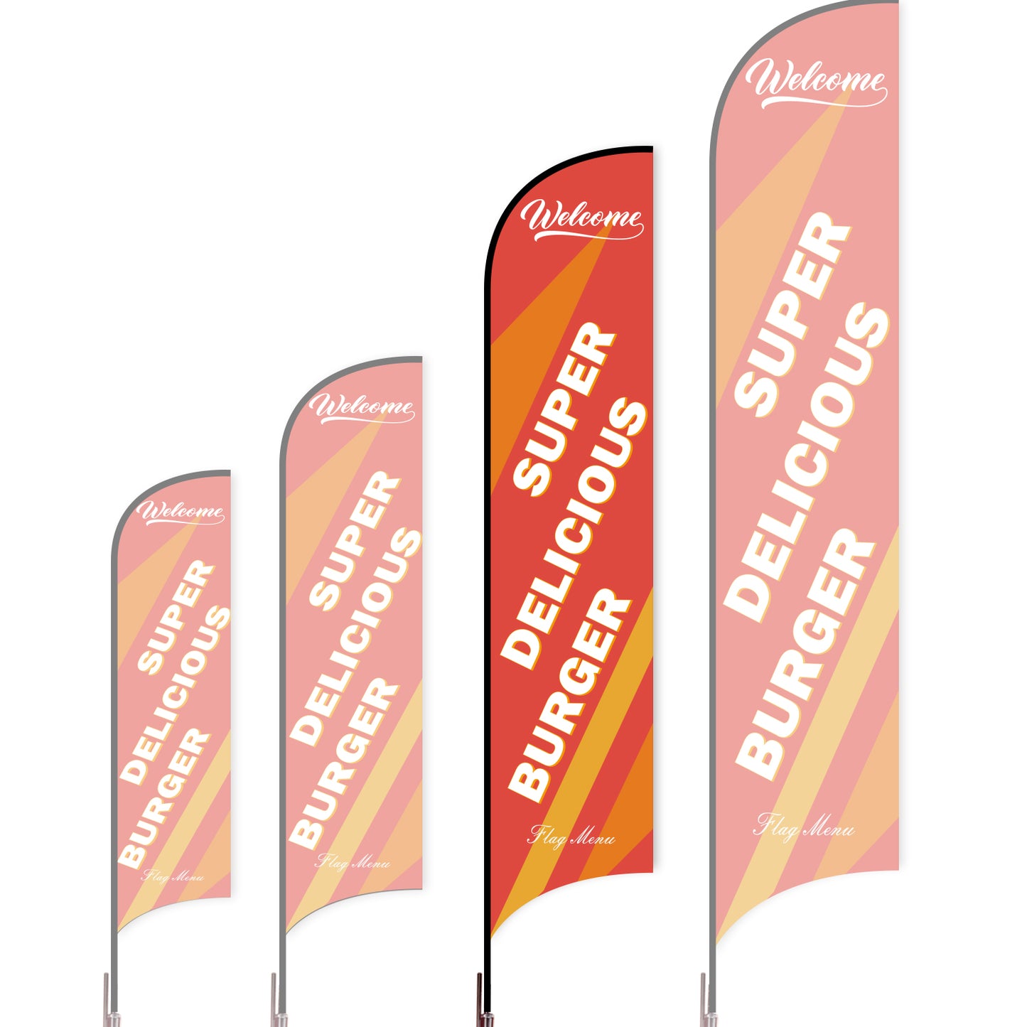 Sharkfin Flag - Doule Sided - Burgers-L(Suggestion)-Red B-Flag Menu