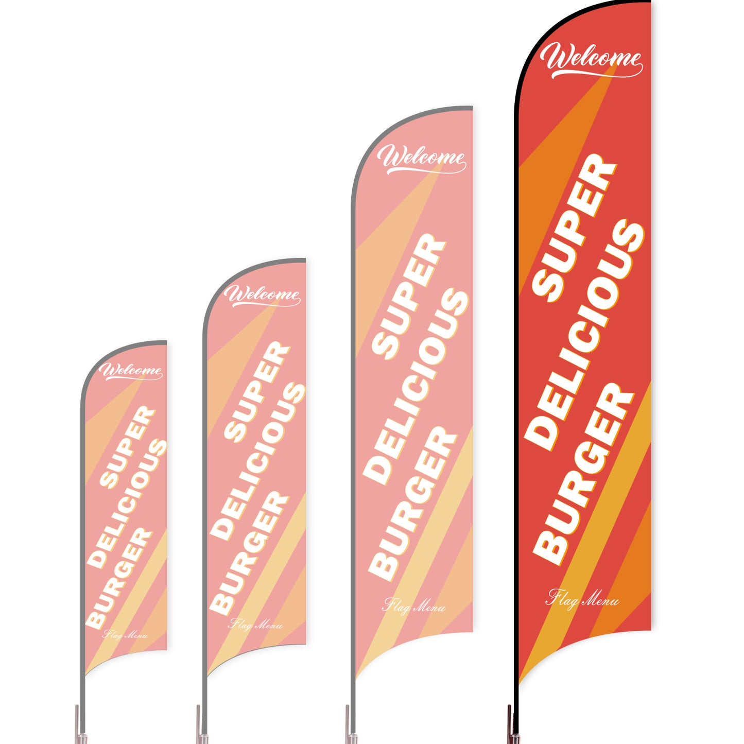 Sharkfin Flag - Doule Sided - Burgers-XL-Red B-Flag Menu
