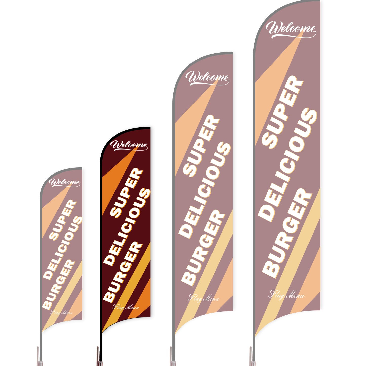 Sharkfin Flag - Doule Sided - Burgers-M-Wine-Flag Menu