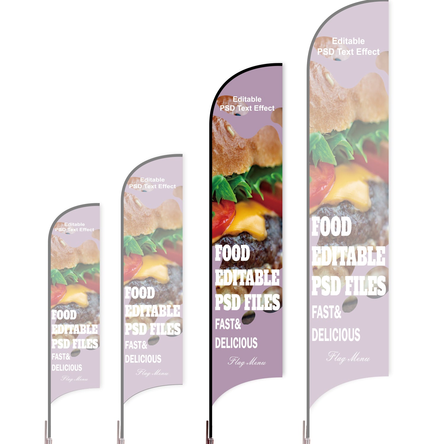 Sharkfin Flag - Doule Sided - Fastfood-L-Purple-Flag Menu
