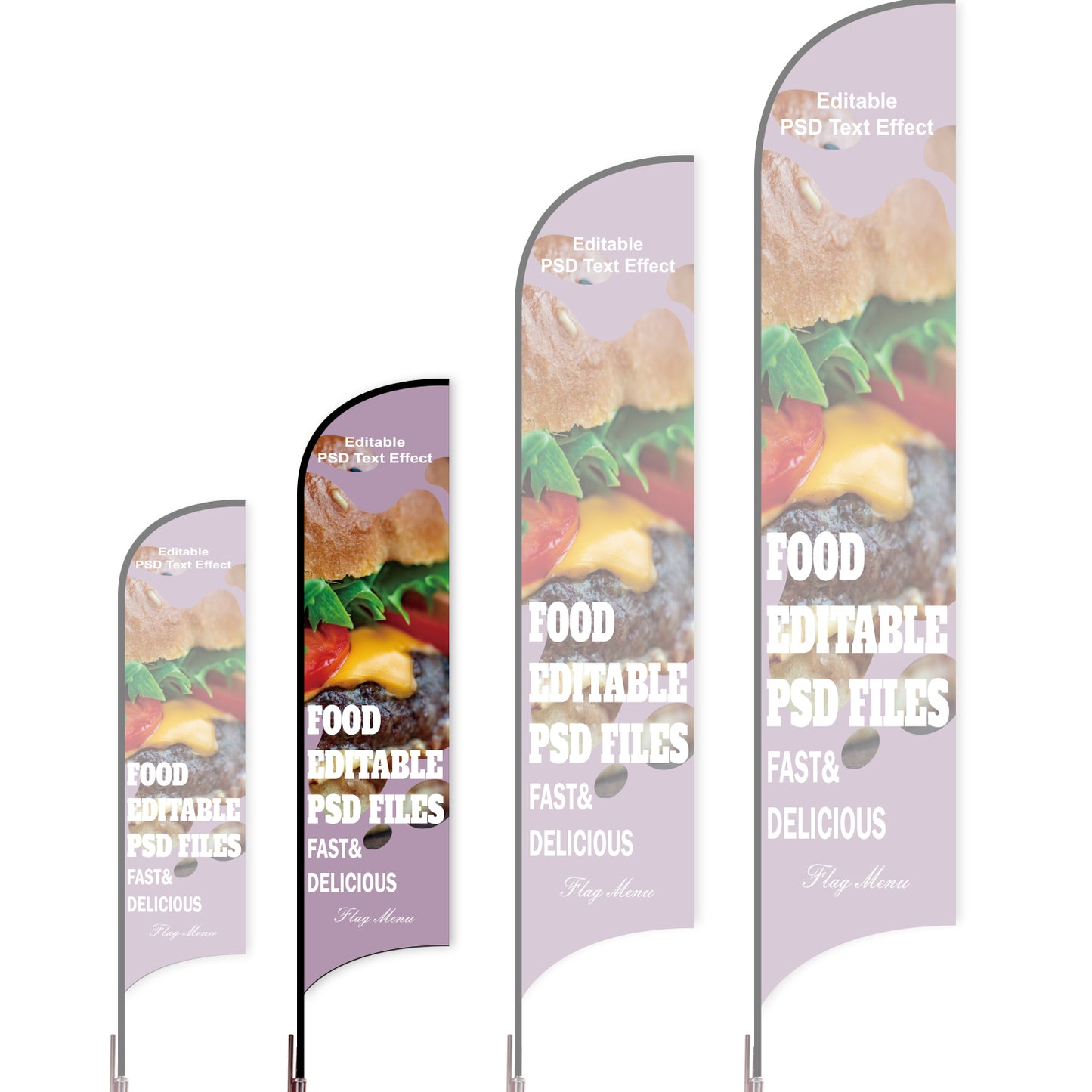 Sharkfin Flag - Doule Sided - Fastfood-M-Purple-Flag Menu