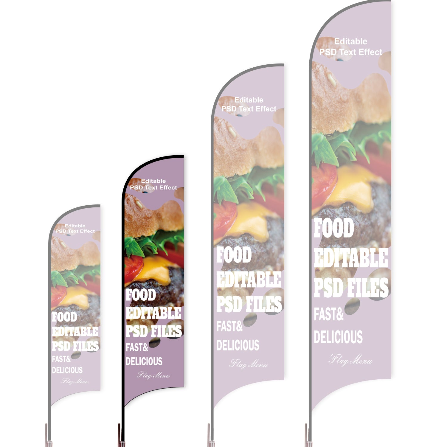 Sharkfin Flag - Doule Sided - Fastfood-M-Purple-Flag Menu