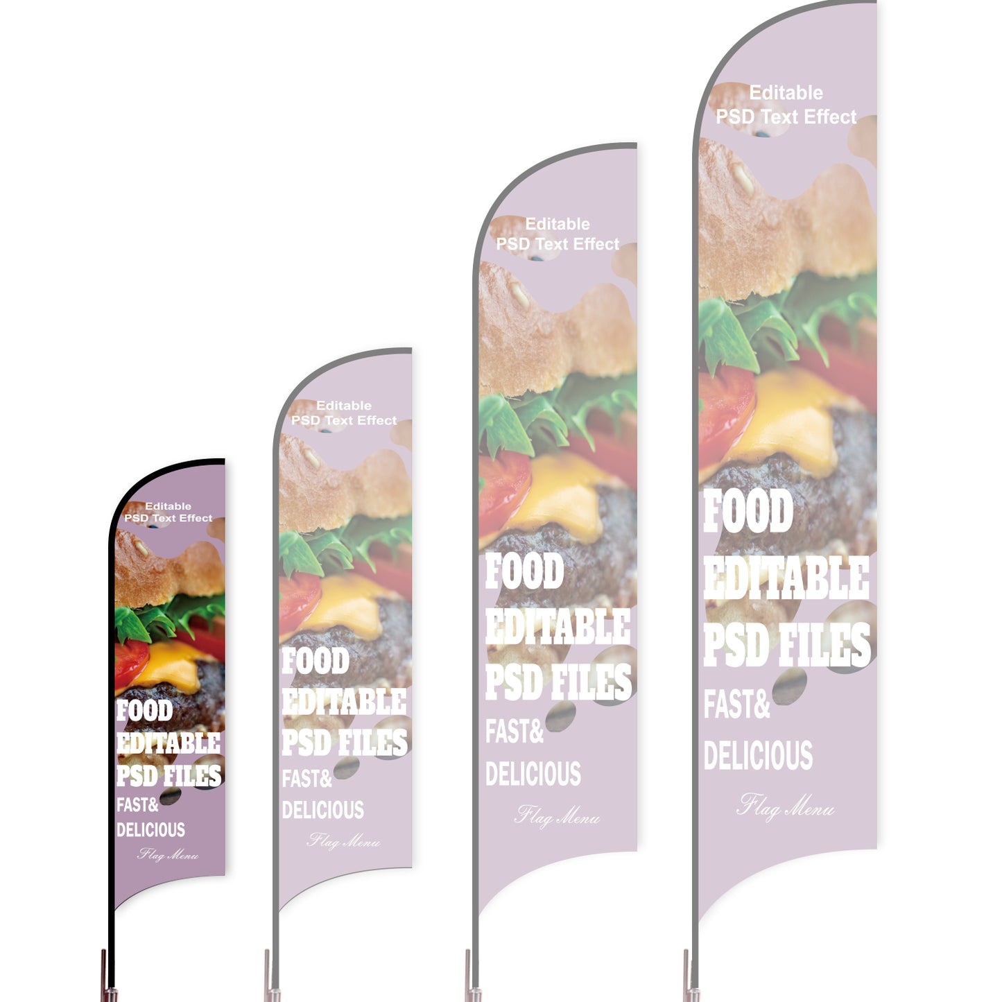 Sharkfin Flag - Doule Sided - Fastfood-S-Purple-Flag Menu