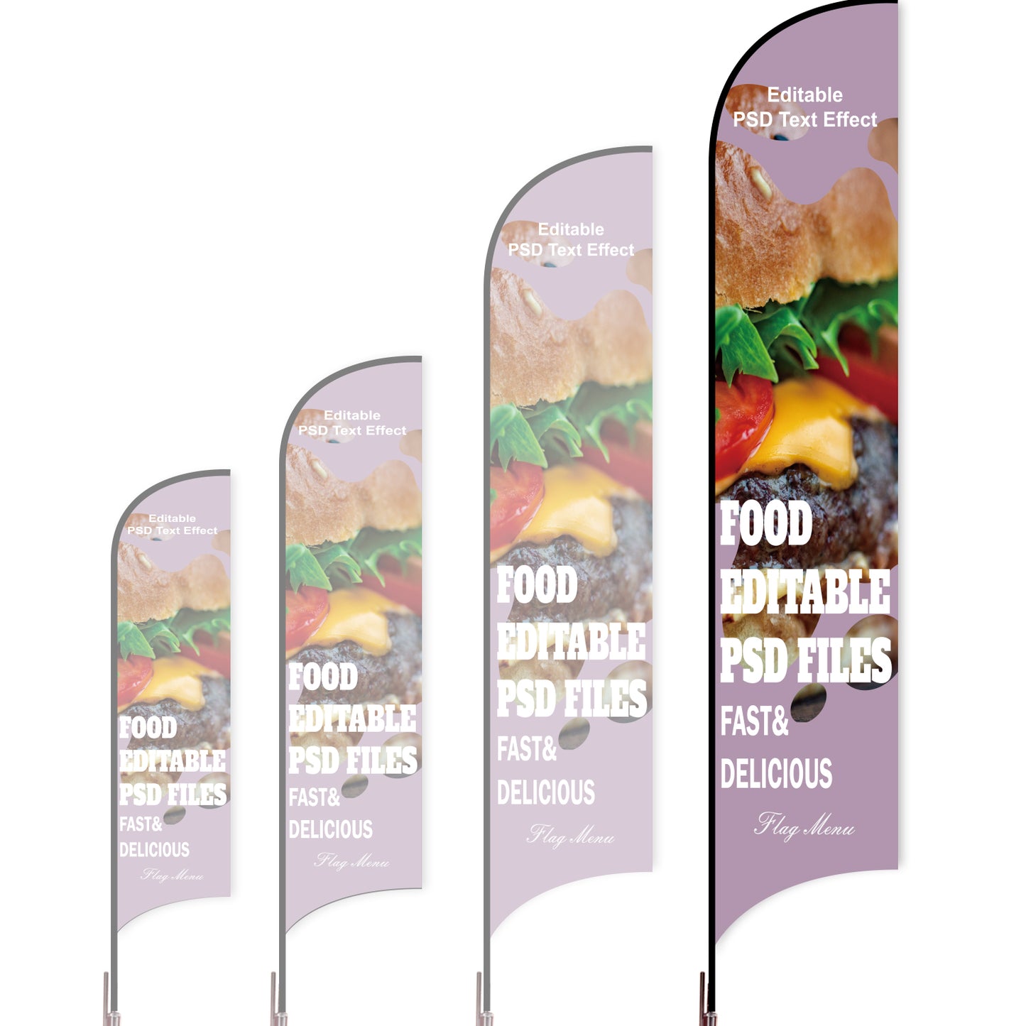 Sharkfin Flag - Doule Sided - Fastfood-XL-Purple-Flag Menu