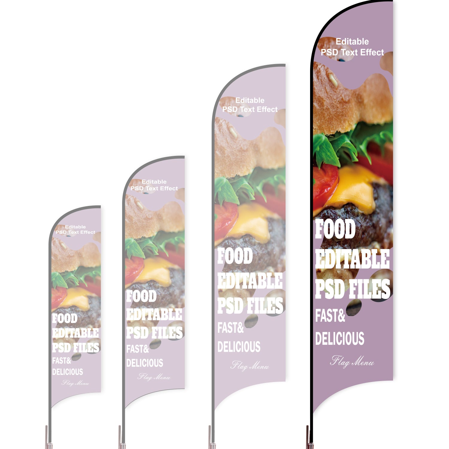 Sharkfin Flag - Doule Sided - Fastfood-XL-Purple-Flag Menu