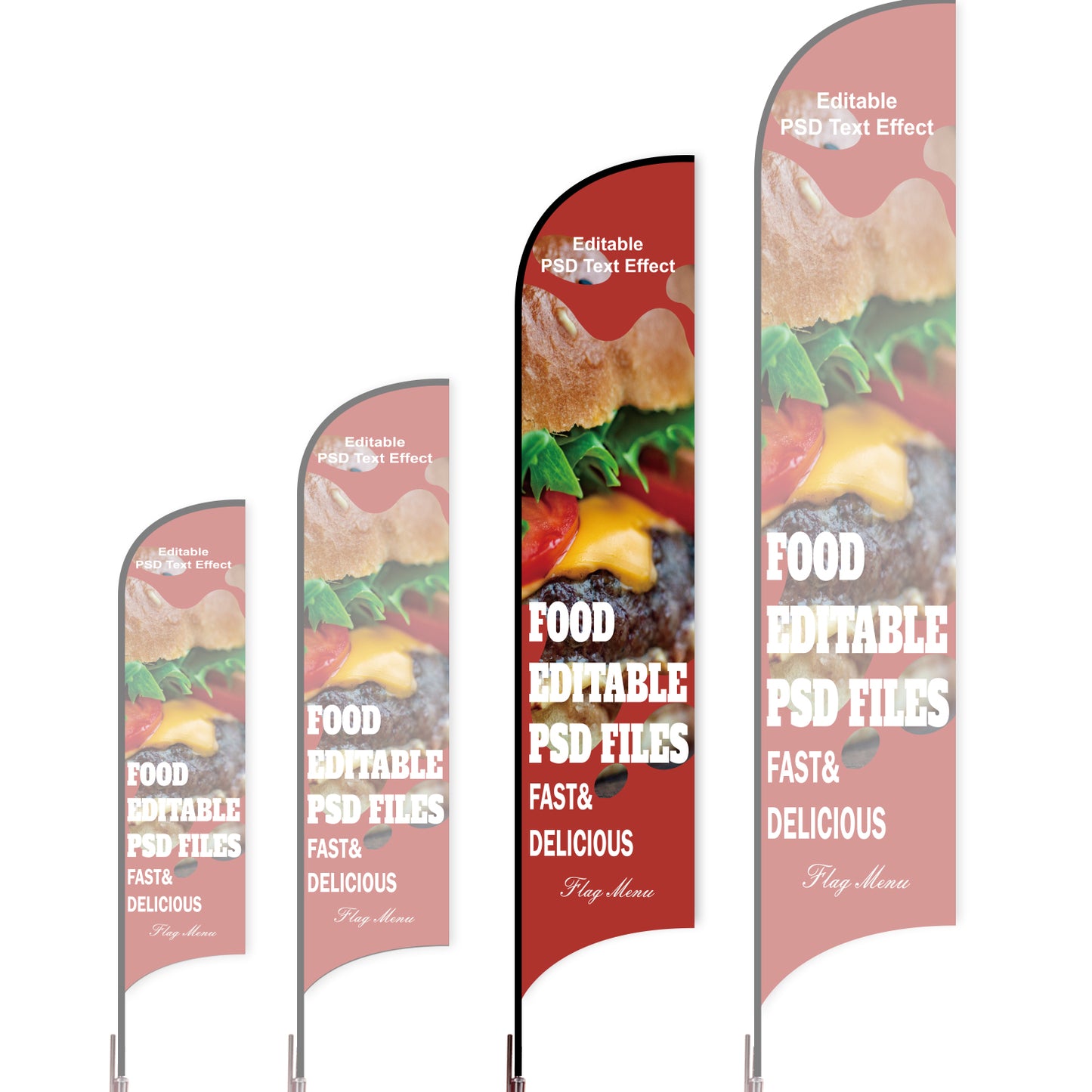 Sharkfin Flag - Doule Sided - Fastfood-L-Red A-Flag Menu