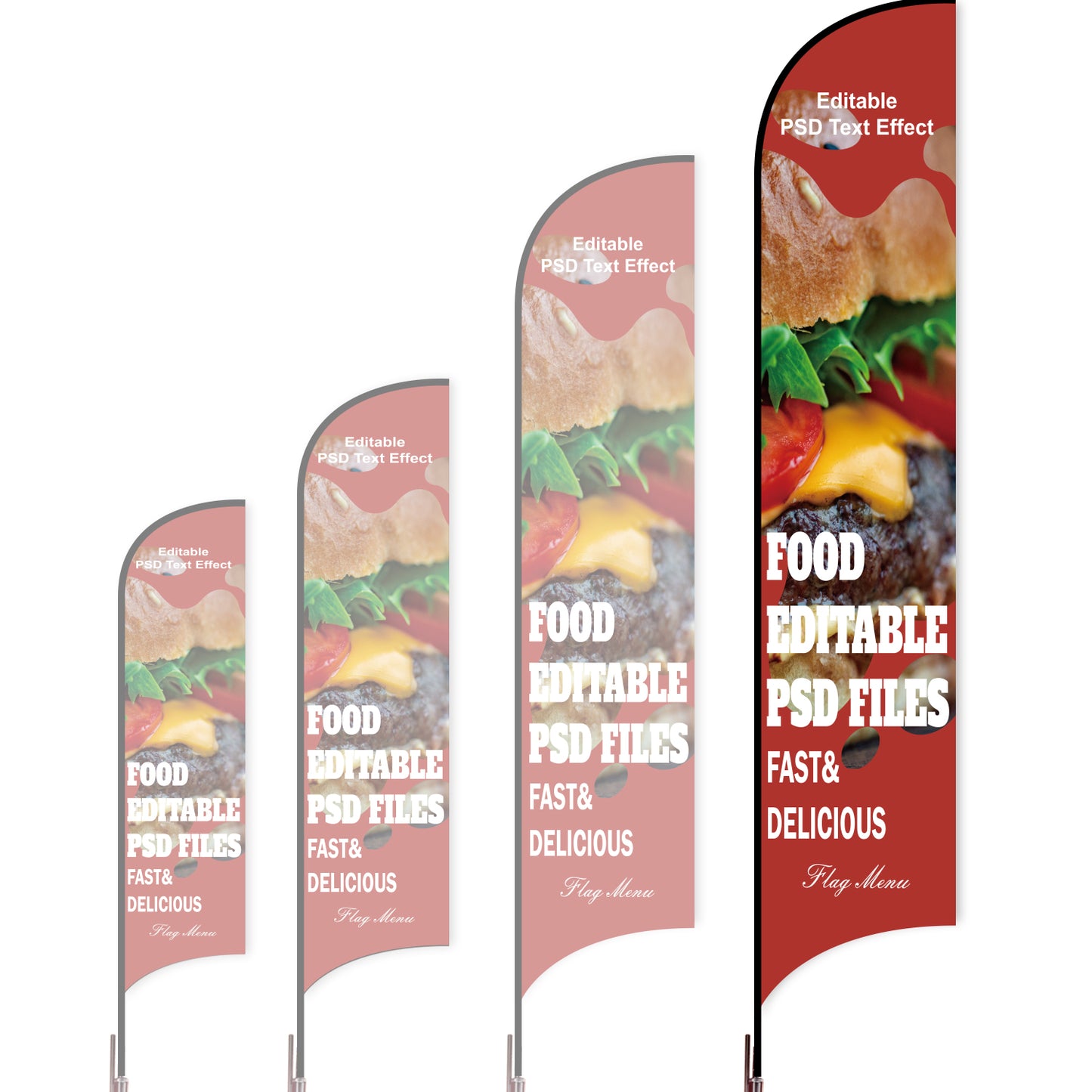 Sharkfin Flag - Doule Sided - Fastfood-XL-Red A-Flag Menu
